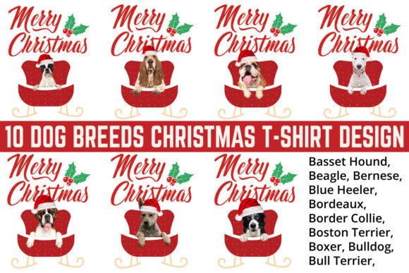 10 Dog Breeds Christmas T-shirt Design Review for Commercial Use