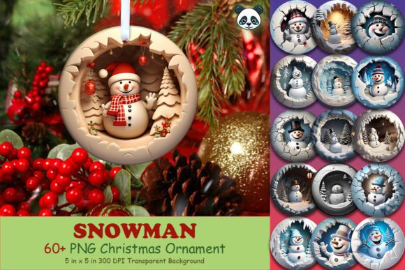 3D Snowman Christmas Ornament Bundle for Crafts & Branding