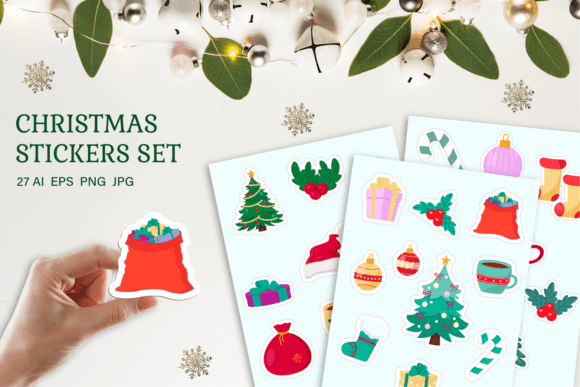A Set of Christmas Stickers 27 PNG for Crafts