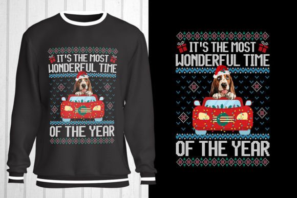 Basset Hound Dog Christmas Ugly Sweater for T-Shirt Designs