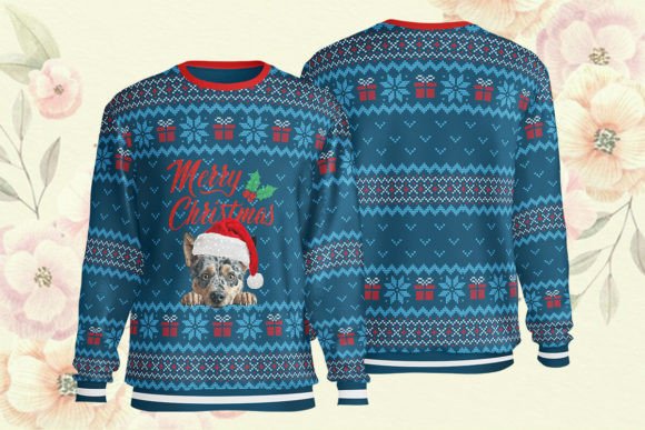 Blue Heeler AOP Christmas Ugly Sweater: T-Shirt Designs for Crafters