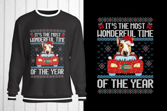 Bull Terrier Dog Christmas Ugly Sweater for T-Shirt Designs