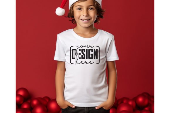 Christmas Cute Kids White T-Shirt Mockup for Baby Amp