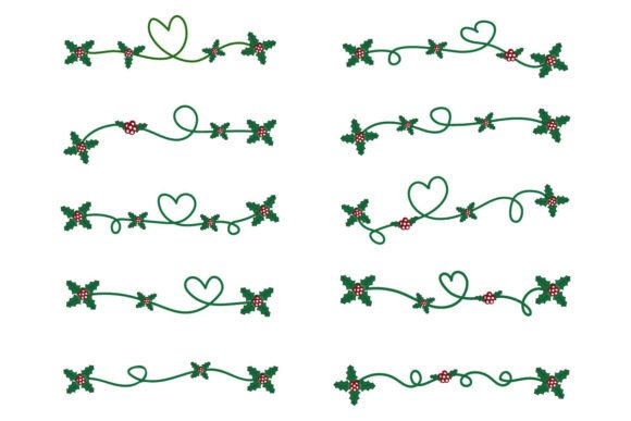 Christmas Flourish Swirl Holly Ornament: Premium Decorative Elements