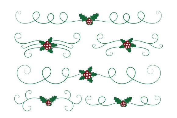 Christmas Flourish Swirl Holly Ornaments for Decorative Elements