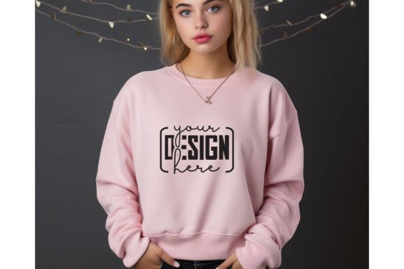 Christmas Girl Pink Sweatshirt Mockups for Hoodies Amp Branding