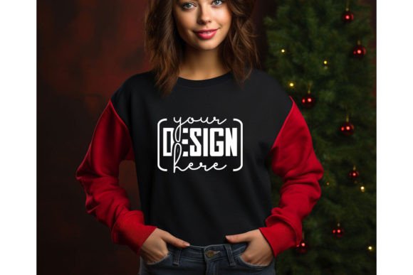 Christmas Girl Red Sweatshirt Mockups for Hoodies Amp