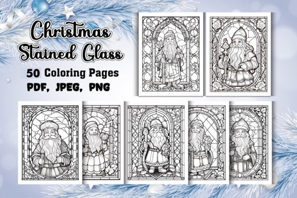 Christmas Stained Glass Coloring Pages for Branding