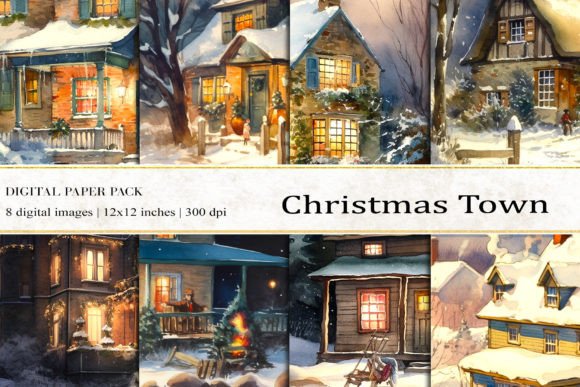 Christmas Town Digital Papers: Premium Backgrounds for Seasonal Sellers
