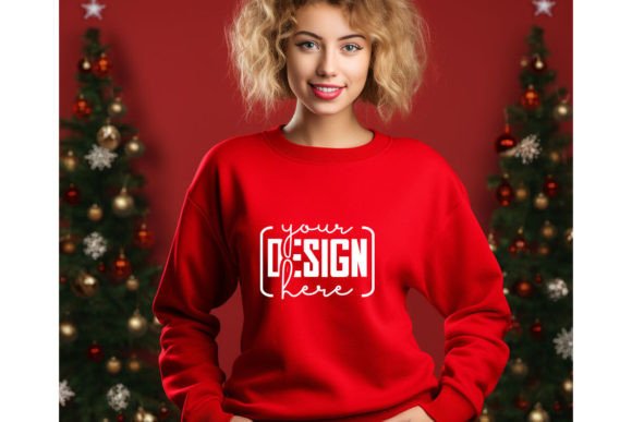 Christmas Women Red Sweatshirt Mockups Review