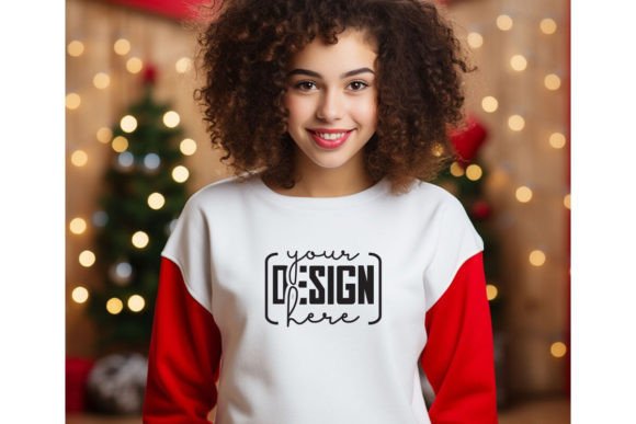 Christmas Women White Sweatshirt Mockups for Hoodies Amp