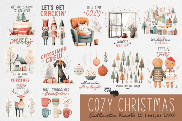 Cozy Christmas PNG Sublimation Bundle for Crafts