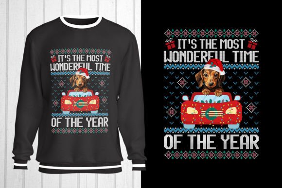 Dachshund Christmas Ugly Sweater Design for T-Shirt Designs