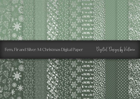 Fern, Fir and Silver Christmas A4 Paper for Patterns