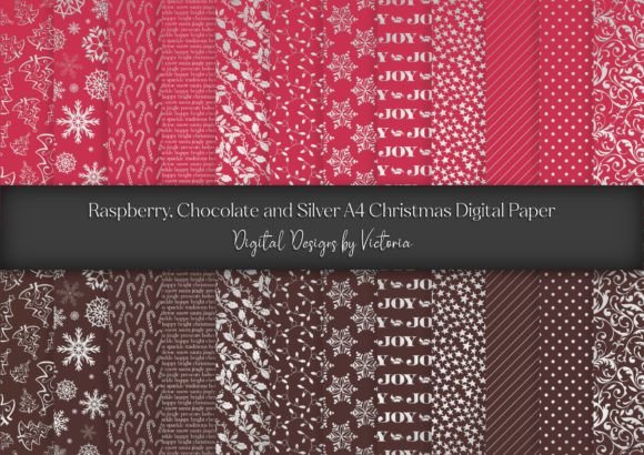 Raspberry, Chocolate, Silver Christmas Patterns for Bold Branding