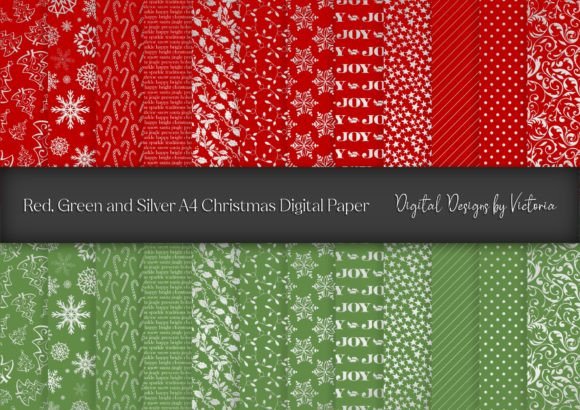 Red, Green and Silver Christmas A4: Premium Patterns for Seasonal Design