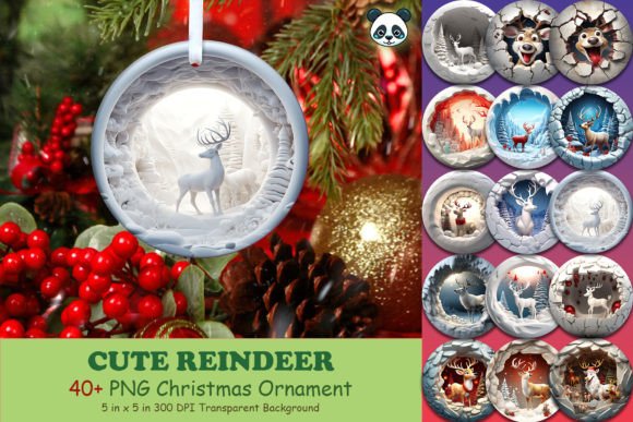 Reindeer 3D Christmas Ornament Bundle for Crafts