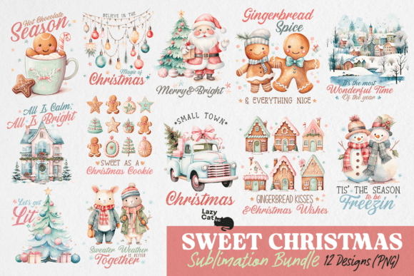 Sweet Christmas PNG Sublimation Bundle for Crafts & Blogs