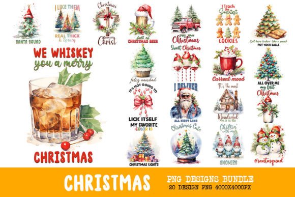 Watercolor Christmas Design Pack for T-Shirt Designs